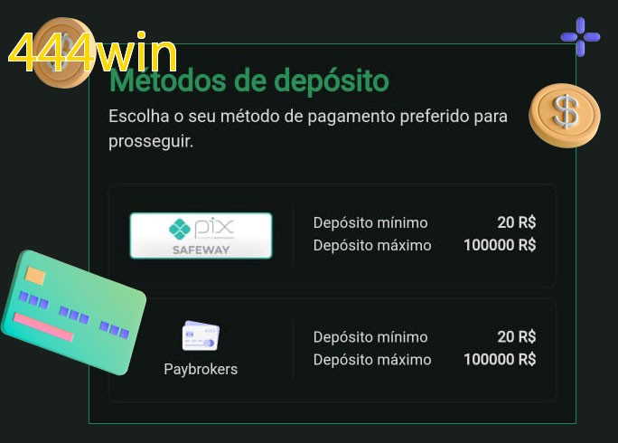 O cassino 444winbet oferece uma grande variedade de métodos de pagamento